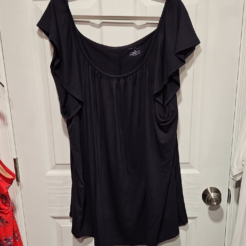 Lane Bryant Black Ruffle Sleeve Top